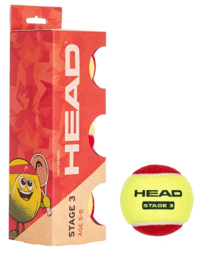 Detské tenisové loptičky HEAD STAGE 3 RED